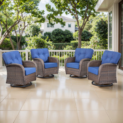 Swivel Glider Chairs (Set of 4) – Wide T-Back Design & 5" Thick Cushions, T Series