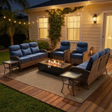 Elegant 7-Piece Patio Furniture Collection with Split Fire Pit Table – Designed for Outdoor Entertaining, ND Series - Belord