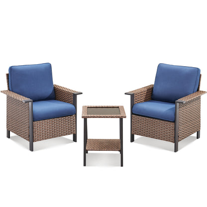 3-Piece Set: Patio Wicker Chairs with Side Table, WNG Series