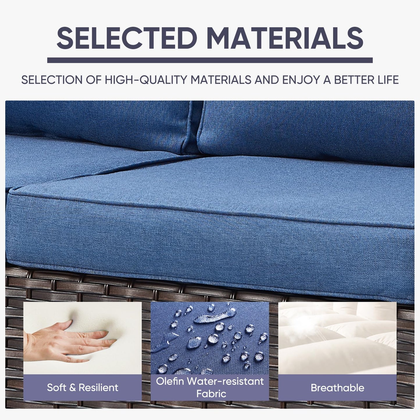 5-Piece Wicker Patio Furniture Set with 41" Fire Pit Table, 55,000 BTU Outdoor Conversation Set with Sofa & 2 Chairs, GRS Series