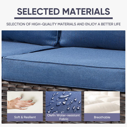 5-Piece Wicker Patio Furniture Set with 41" Fire Pit Table, 55,000 BTU Outdoor Conversation Set with Sofa & 2 Chairs, GRS Series