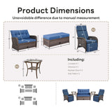 Premium 6-Piece Patio Furniture Set - All-Weather PE Wicker Conversation Set with Loveseat Daybed, 2 Recliner Lounge Chairs & 2 Side Table for Poolside, NDS Series - Belord