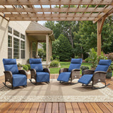 Premium 4-Piece Wicker Rocking Recliner Chair Set with Adjustable Backrest & Footrest, Cushioned PE Rattan Patio Lounge Chairs, NDS Series - Belord