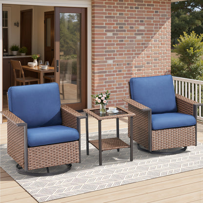 Outdoor Bistro Set for Patio — 3-Piece with 360° Swivel Aluminum Chairs & Table, WNG Series