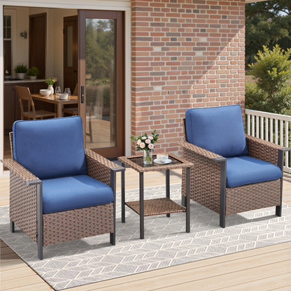 3-Piece Set: Patio Wicker Chairs with Side Table, WNG Series