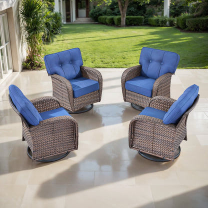 Swivel Glider Chairs (Set of 4) – Wide T-Back Design & 5" Thick Cushions, T Series