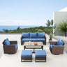 Patio Conversation Set 6-Piece with Sofa, Swivel Glider Chairs, Coffee Table, and Ottoman, GRS Series - Belord