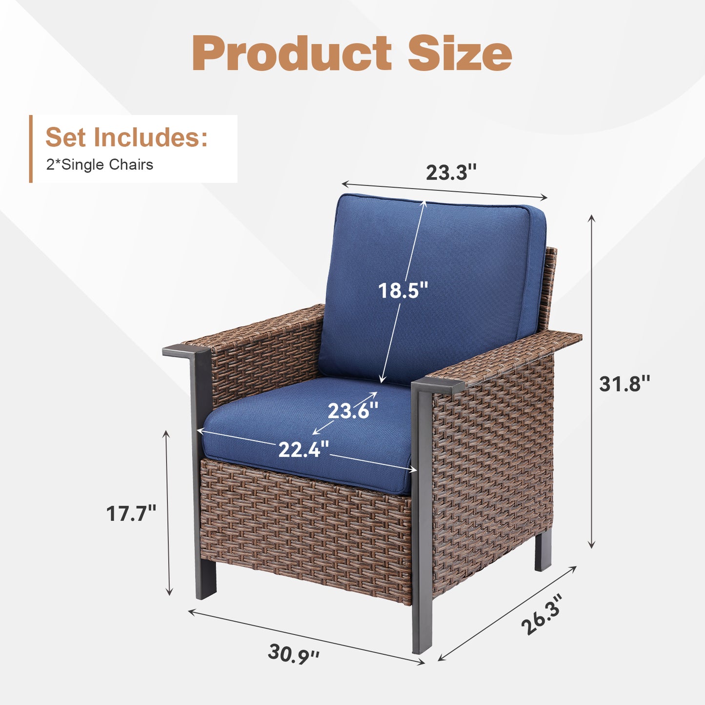 Patio Wicker Patio Chairs Set Of 2, WNG Series