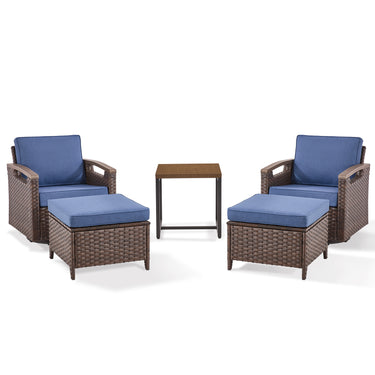Luxury 5-Piece Swivel Rocker Set with Ottoman Extras - All-Weather Wicker Patio Furniture, BBR Series - Belord