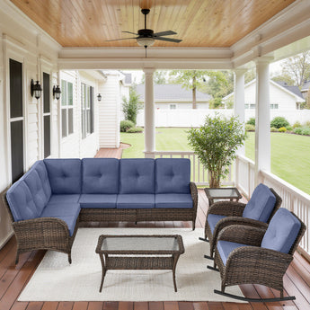 Large Sectional Set 10-Piece with Rocking Chairs, Coffee Table, and Side Table, NDS Series - Belord