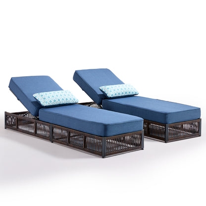 Set of 2 Luxury Chaise Lounges | 5-Inch Cushions & Reclining Back for Poolside, NTC Series