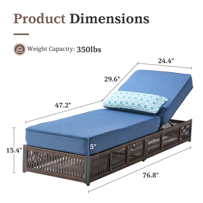 4-Piece Outdoor Lounge Set – 4 Adjustable 76.8" Chaise Lounges with 5-Inch Cushions, All-Weather Rattan, NTC Series