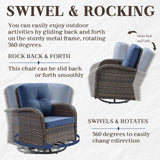 Swivel Glider Chairs Set with Side Table and Ottoman, NDS Series - Belord