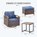 Luxury 5-Piece Swivel Rocker Set with Ottoman Extras - All-Weather Wicker Patio Furniture, BBR Series - Belord