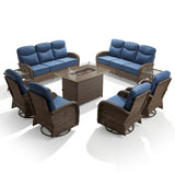 Premium 9-Piece Wicker Patio Set with Fire Pit Table – Resort-Style Comfort for Patio & Deck, ND Series - Belord