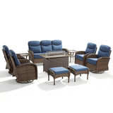 Elegant 10-Piece Rattan Patio Set with Wicker Fire Pit Table – Designed for Cozy Summer Nights, ND Series - Belord