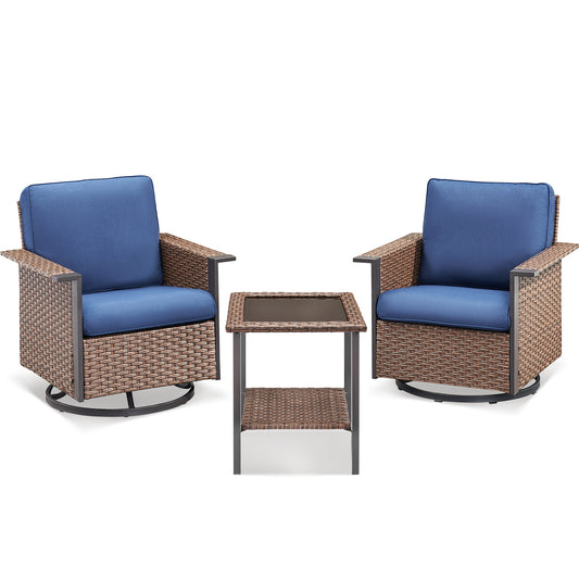 Outdoor Bistro Set for Patio — 3-Piece with 360° Swivel Aluminum Chairs & Table, WNG Series