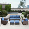 Patio Conversation Set 5-Piece with Sofa, Swivel Glider Chairs, and Ottoman, GRS Series - Belord