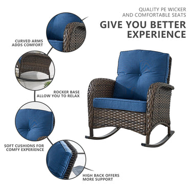 Rocking Chairs Set with Side Table and Ottoman, NDS Series - Belord