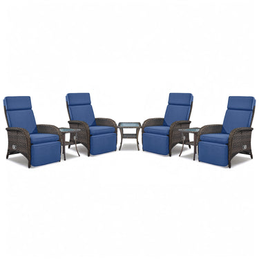 Premium 7-Piece Patio Conversation Set - 4 Adjustable Recliners & 3 Side Tables with 155° Lay Flat Chaise, NDS Series - Belord