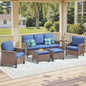 Patio Conversation Patio Set (6-Piece) — All-Weather Rattan Furniture with 3-Seater Sofa & Patio Chairs, WNG Series