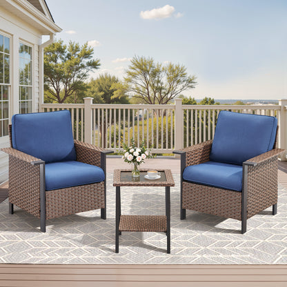 3-Piece Set: Patio Wicker Chairs with Side Table, WNG Series
