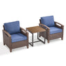 BBR Series 3-Piece Patio Set: 2 Swivel Chairs + Side Table - PE Wicker with Thick Cushions & Weather-Resistant Metal Frame - Belord