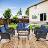 Patio Conversation Set 7-Piece with Loveseat, Rocking Chairs, Patio Chairs, Coffee Table, and Side Table, NDS Series - Belord