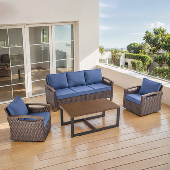 Luxury 4-Piece Patio Furniture Set with Swivel Chairs & Coffee Table - BBR Series - Belord