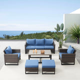 Patio Conversation Set 6-Piece with Sofa, Patio Chairs, Coffee Table, and Ottoman, GRS Series - Belord