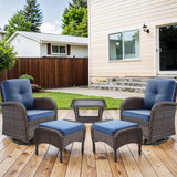 Swivel Glider Chairs Set with Side Table and Ottoman, NDS Series - Belord