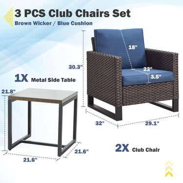 Patio Chairs Set with Side Table, GRS Series - Belord