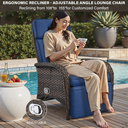 Premium 7-Piece Patio Conversation Set - 4 Adjustable Recliners & 3 Side Tables with 155° Lay Flat Chaise, NDS Series