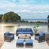 Patio Conversation Set 6-Piece with Sofa, Patio Chairs, Coffee Table, and Ottoman, GRS Series - Belord