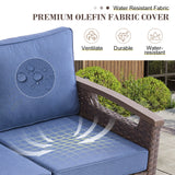 BBR Series 3-Piece Patio Set: 1 Sofa + 2 Ottomans - PE Wicker with Thick Cushions - Belord