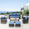 Patio Conversation Set 7-Piece with Sofa, Patio Chairs, Coffee Table, Side Table, and Ottoman, GRS Series - Belord