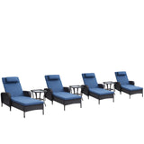 Premium 7-Piece Outdoor Rattan Lounge Set with 4 Adjustable Chaise Lounges & 3 Side Tables - All-Weather Wicker Patio Furniture for Pool Deck, NTC Series - Belord