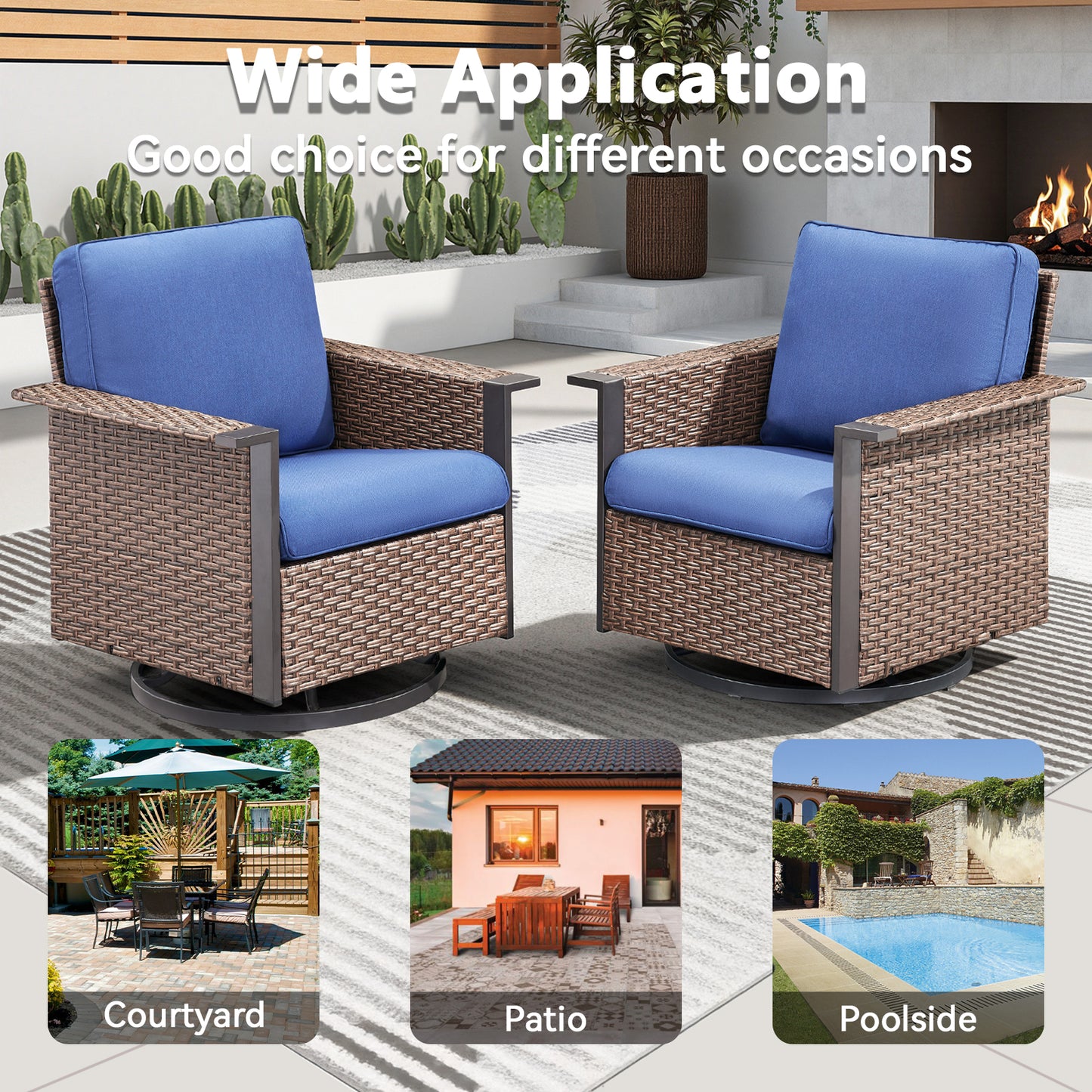 Outdoor Bistro Set for Patio — 3-Piece with 360° Swivel Aluminum Chairs & Table, WNG Series