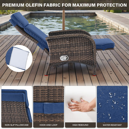 Premium 7-Piece Patio Conversation Set - 4 Adjustable Recliners & 3 Side Tables with 155° Lay Flat Chaise, NDS Series