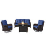 Fire Pit Table Set with Swivel Glider Chairs and Sofa, NTC Series - Belord