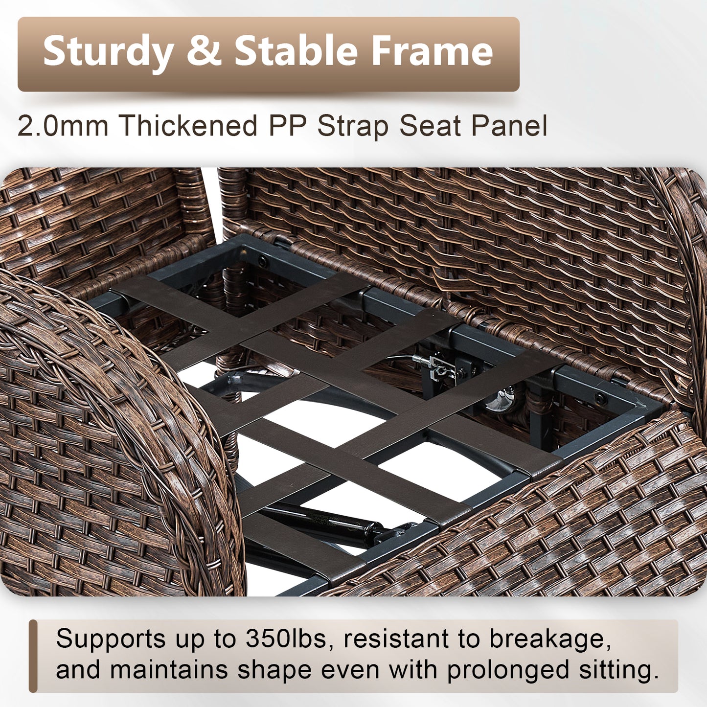 Premium 4-Piece Wicker Rocking Recliner Chair Set with Adjustable Backrest & Footrest, Cushioned PE Rattan Patio Lounge Chairs, NDS Series