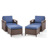Premium 4-Piece Patio Conversation Set - Luxury Swivel Rocking Chairs with 2 Ottomans, All-Weather PE Wicker & Plush Cushions - BBR Series - Belord