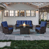 Fire Pit Table Set with Swivel Glider Chairs and Sofa, NTC Series - Belord