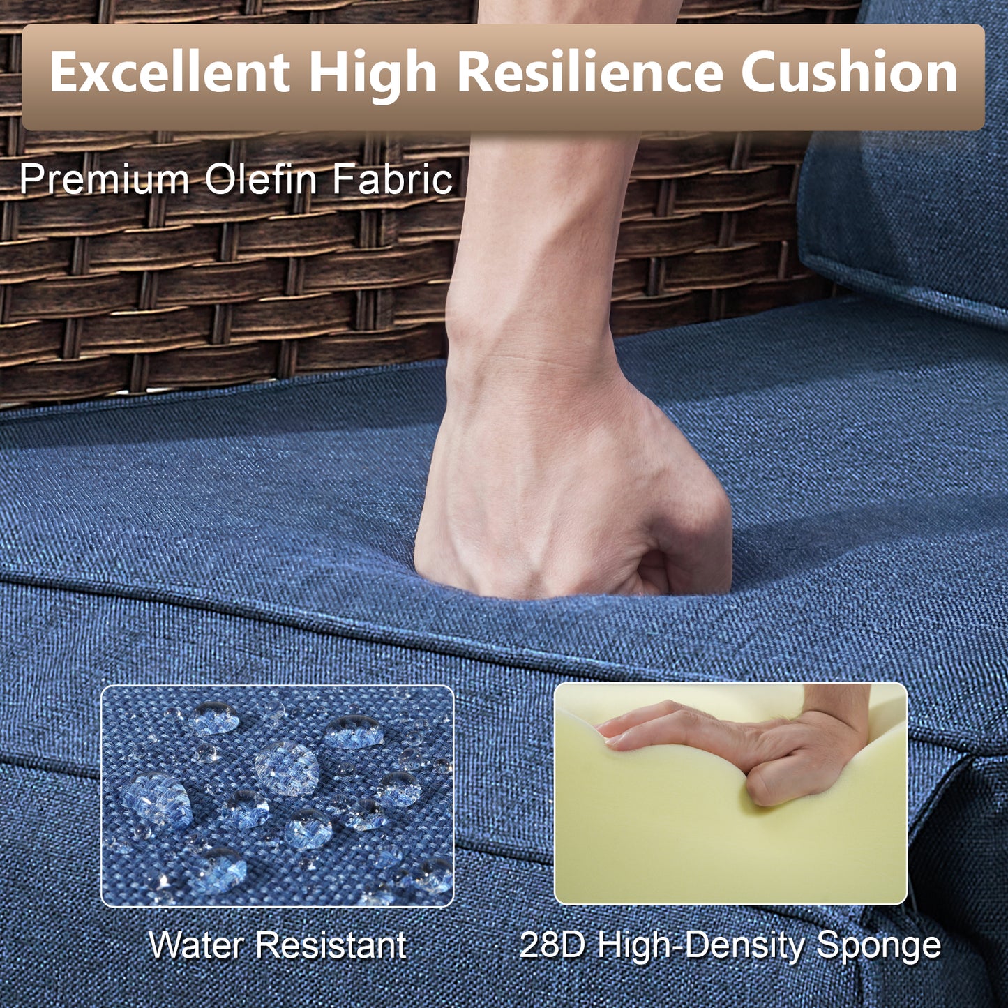 Premium 4-Piece Wicker Rocking Recliner Chair Set with Adjustable Backrest & Footrest, Cushioned PE Rattan Patio Lounge Chairs, NDS Series