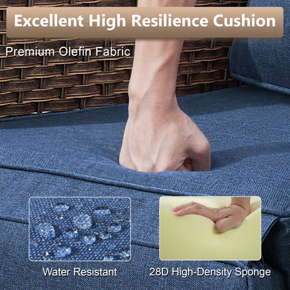 Premium 4-Piece Wicker Rocking Recliner Chair Set with Adjustable Backrest & Footrest, Cushioned PE Rattan Patio Lounge Chairs, NDS Series