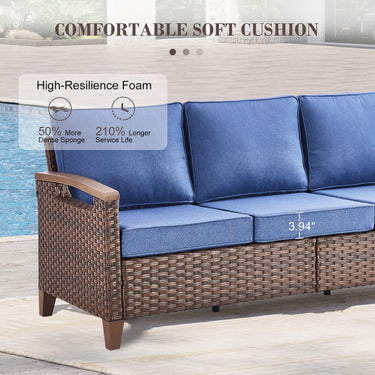 BBR Series 3-Piece Patio Set: 1 Sofa + 2 Ottomans - PE Wicker with Thick Cushions - Belord