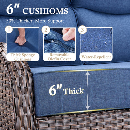 4PCS Outdoor Patio Fire Pit Set for Garden Parties, Rattan Sofa & Swivel Chairs with Rectangular Fire Table and Wind Glass, NT Series