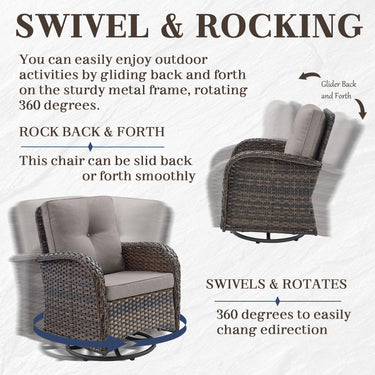 Patio Conversation Set 7-Piece with Loveseat, Swivel Glider Chairs, Patio Chairs, Coffee Table, and Side Table, NDS Series - Belord
