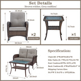 Patio Conversation Set 5-Piece with Loveseat, Rocking Chairs, Coffee Table, and Side Table, NDS Series - Belord