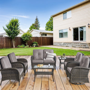 Patio Conversation Set 7-Piece with Loveseat, Swivel Glider Chairs, Patio Chairs, Coffee Table, and Side Table, NDS Series - Belord